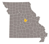 Map of Missouri highlighting Cole County