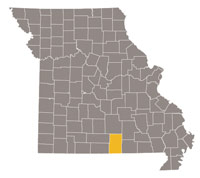 Map of Missouri highlighting Howell County