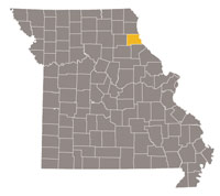 Map of Missouri highlighting Marion County