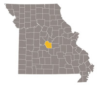 Missouri map with Miller County highlighted.