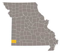 Missouri map with Newton County highlighted.