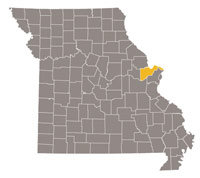 Map of Missouri highlighting St. Charles County