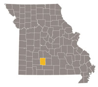 Missouri map with Webster county highlighted