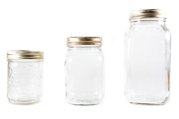 three jars of different sizes