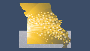 Missouri outline with lights